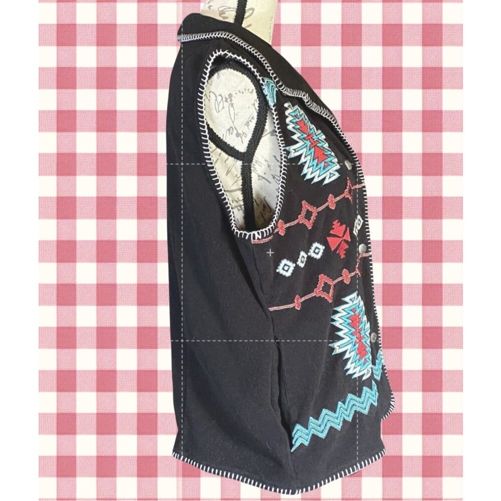 Outback Trading Co. Santa Fe Western Embroidered w/Black Back Vest Women’s MD - Picture 5 of 7